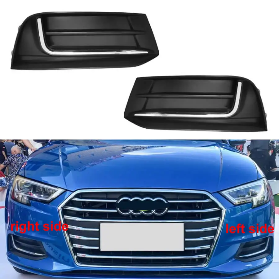 

For Audi A3 2017 2018 2019 2020 Sedan High Configuration Fog Light Cover Vent Car Grille Auto Front Bumper Driving Lamp Cover