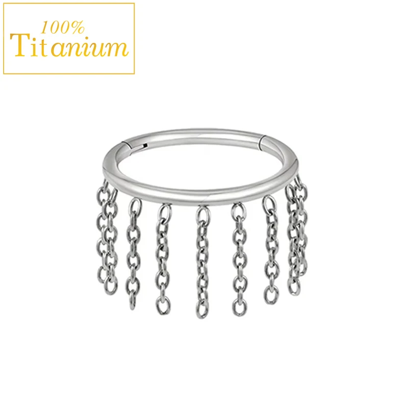 ASTM G23 التيتانيوم الأنف الدائري متمحور الفرس الجزء مع سلسلة الغضروف اللولب Daith محارة ثقب القرط هوب مجوهرات للجسم 16 جرام