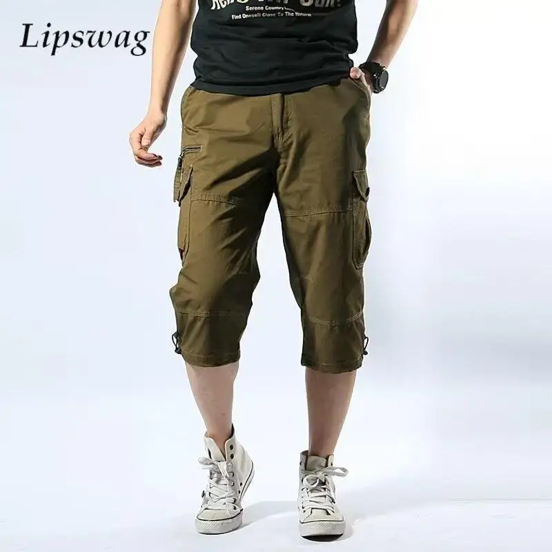 

Outdoor Casual Multi Pocket Mens Cargo Shorts 2026 Summer Daily Leisure Loose Knee-length Shorts Men Fashion Solid Color Shorts