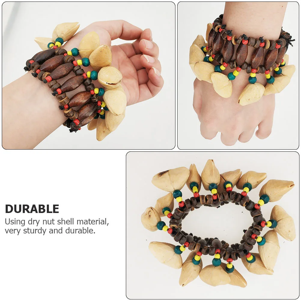 Concha h sino tambor africano sinos de pulso porca pulseira crianças brinquedo instrumento musical acessórios de dança de madeira elegante criativo