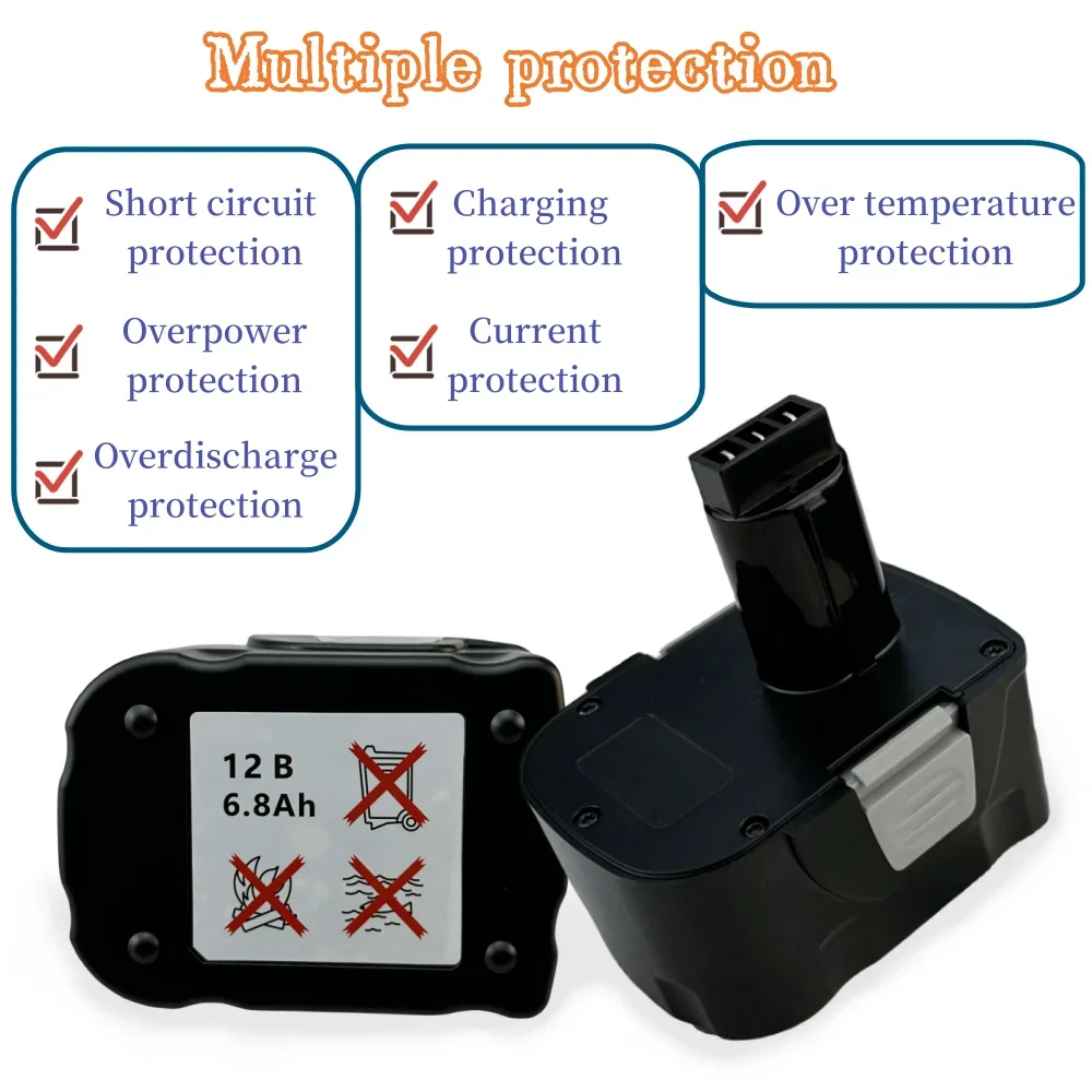 Imagem -04 - Bateria Recarregável Ferramenta Elétrica para Interskol Bateria Broca sem Fio 12v 6.8ah Ni-cd H12 Da18er Wu-18er Sd-18er