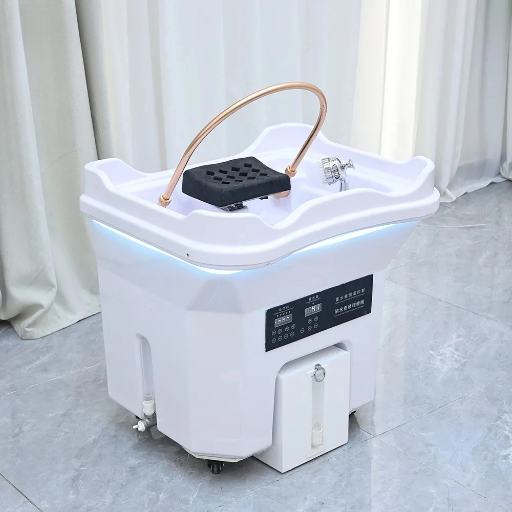 Portable Acrylic Shampoo Bowl Spa Fumigation Hair Wash Basin with Waterfall Head Circulation