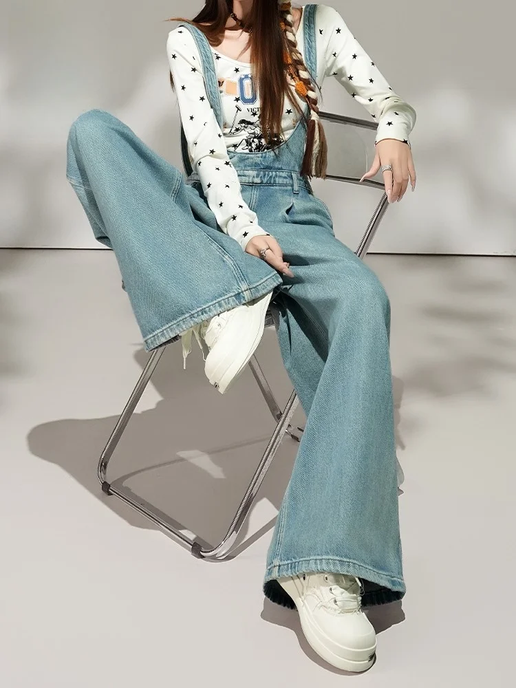 

Женские джинсовые комбинезоны Jeanswest с широкими штанинами, весна 2026, повседневные, с высокой талией, свободного кроя, удобные