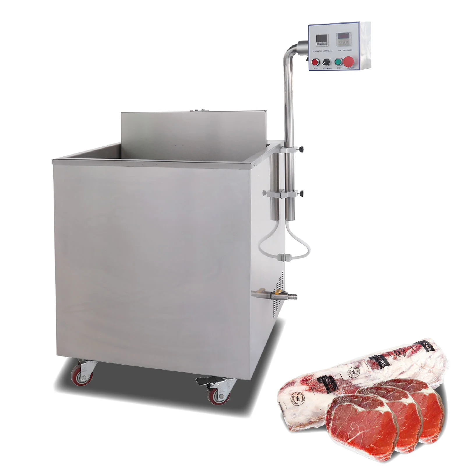 

6050 Shrink Film Tunnel Wrapping Machine Hot Water Dip Tank For Food Meat Pork Beef Chicken Wrap Vacuum Packing Machine