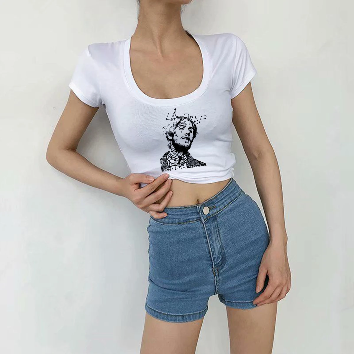 Lil Peep T Shirt Female Tumblr Casual streetwear Aesthetic Couple Clothes T shirt Top Graphic Tees Women Harajuku Sexy Crop Tops