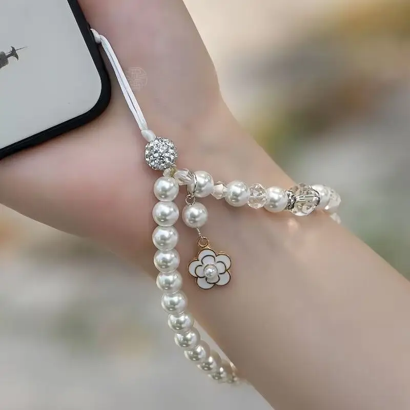 

Украшения для телефона Ремешок для телефона Цепочка с ручным бисером Пластиковый жемчужный ремешок Анти-потерянный слингУниверсальный зажим Ремешок для телефона Цепочка