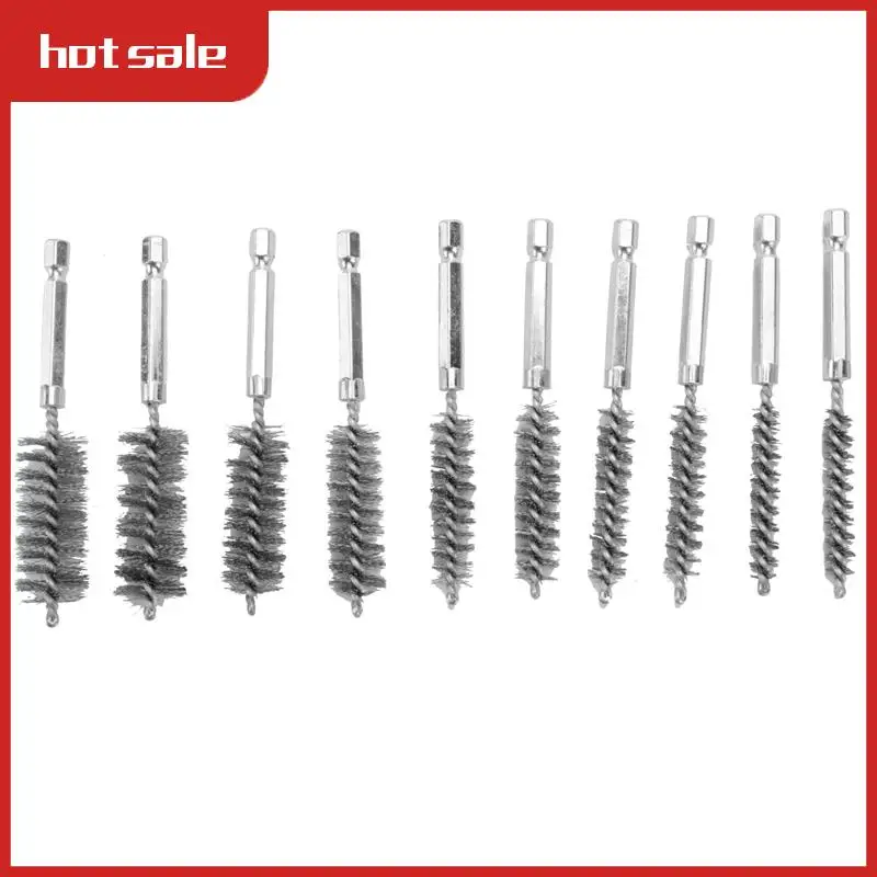 

A21R-Bore Brush Set-1/4Inch Hex Shank Twisted Wire Bore Brushes With Different Bristle Lengths For Tubes Ports Bearings Cleaning