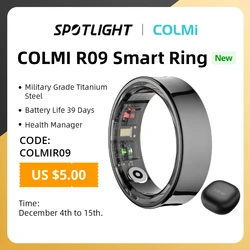 2024 COLMI R09 anillo inteligente hombres mujeres con estuche de carga, Monitor de salud y sueño de temperatura corporal para teléfono Xiaomi Samsung