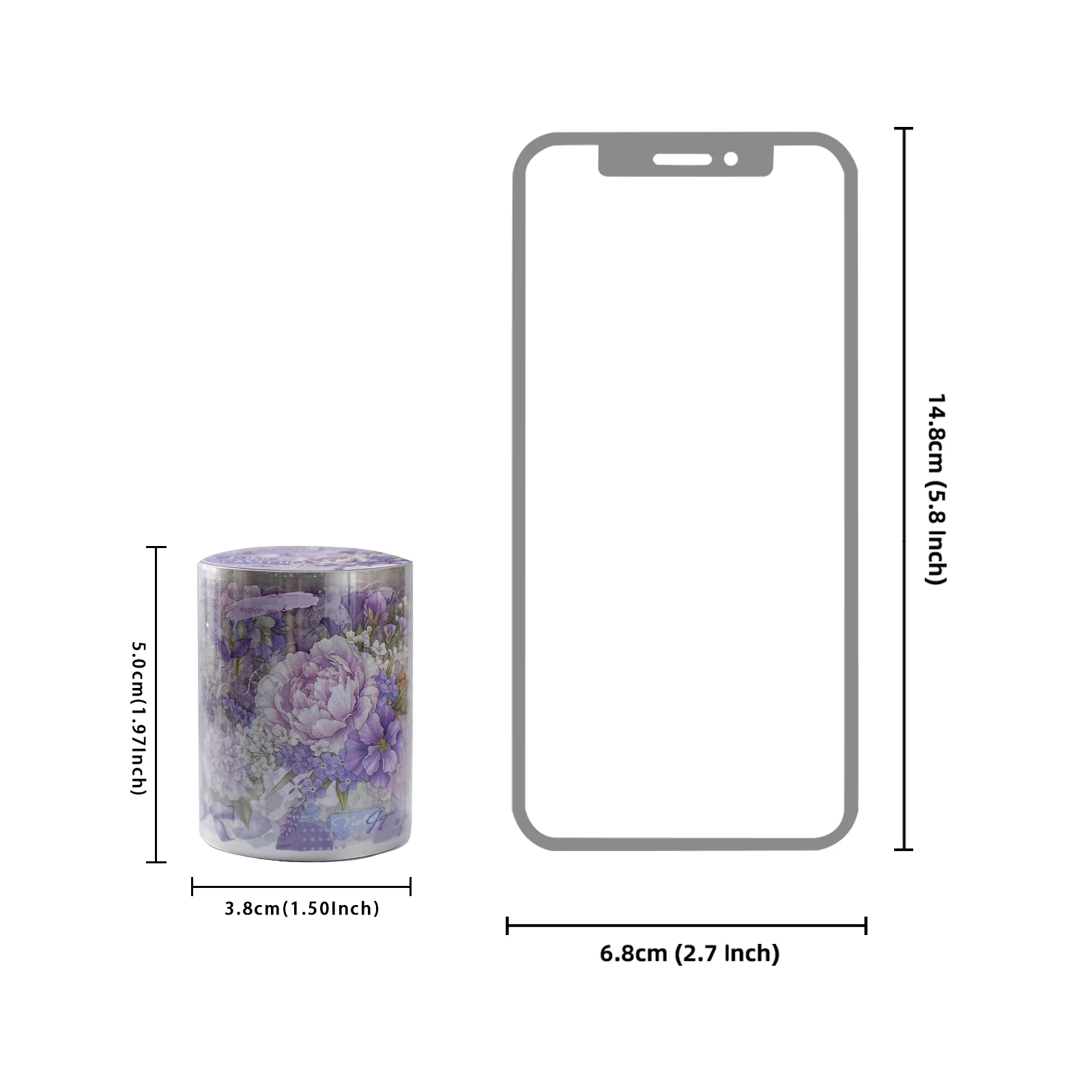 Etori Life 60Mm*2M Light Purple Old Dream Floral Die-Cut Journal Tape with Vintage Text Frame Collage Material Suitable for Postcards and Envelopes, Laptops, Phone Backs, Handbags, Guitars, Photo Albums, Helmets and Bicycles, Scrapbooking Supplies, Room Decoration, Gift Box Packaging, Vintage Aesthetics, School Supplies, Cycling Decals, Gifts for Friends, Back-To-School Season