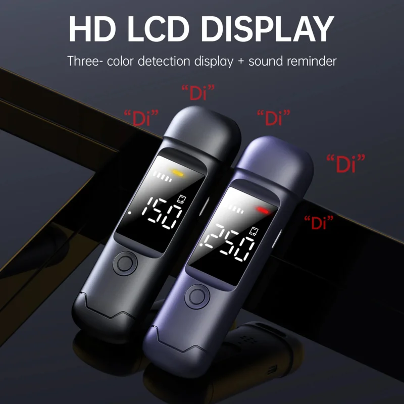 Portable Digital Breath Alcohol Testing Tool with LCD Display and 3-Color Indicator for Personal Use