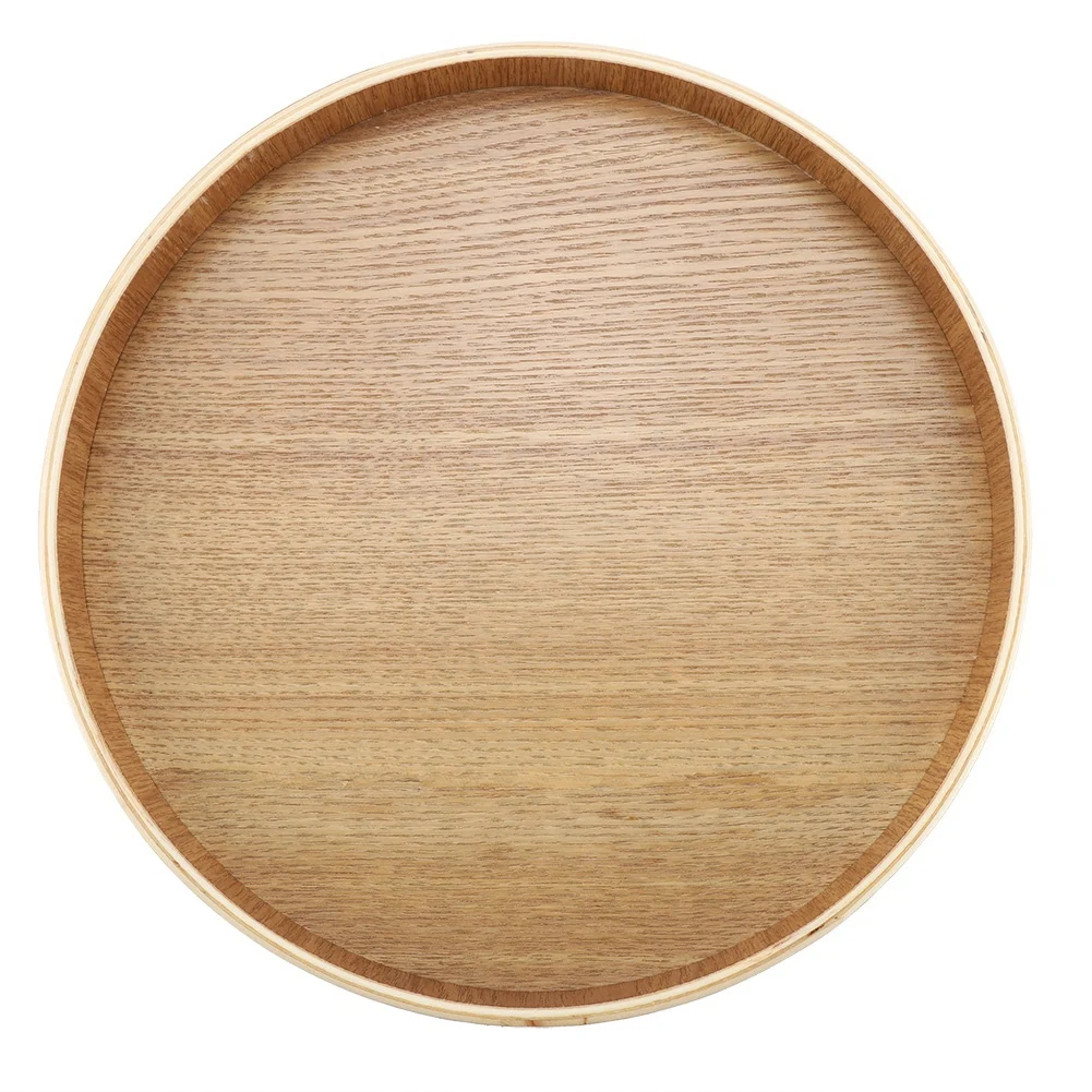 Wooden Serving Tray Tea Plate Fruits Candies Food Tray Home Decoration Round Tableware Salad Dessert Plate Kitchen Accessories