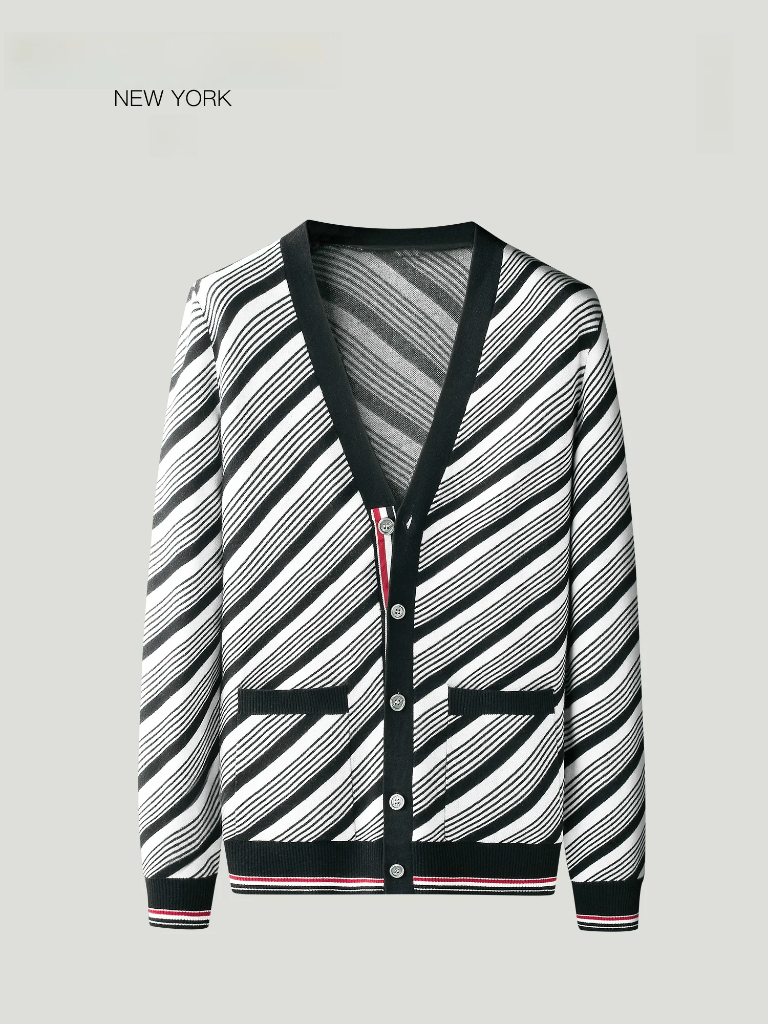 

Faionable Knitted Sweater Men's New Busin Casual Warm Top Open Cardigan Cotton Blend Fabric V-Ne Long Sve