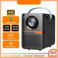 Android Smart Mini Projector 300ANSI Lumen Portable Projector 4K with WIFI Bluetooth 1080P Home Movie Theater Beamer