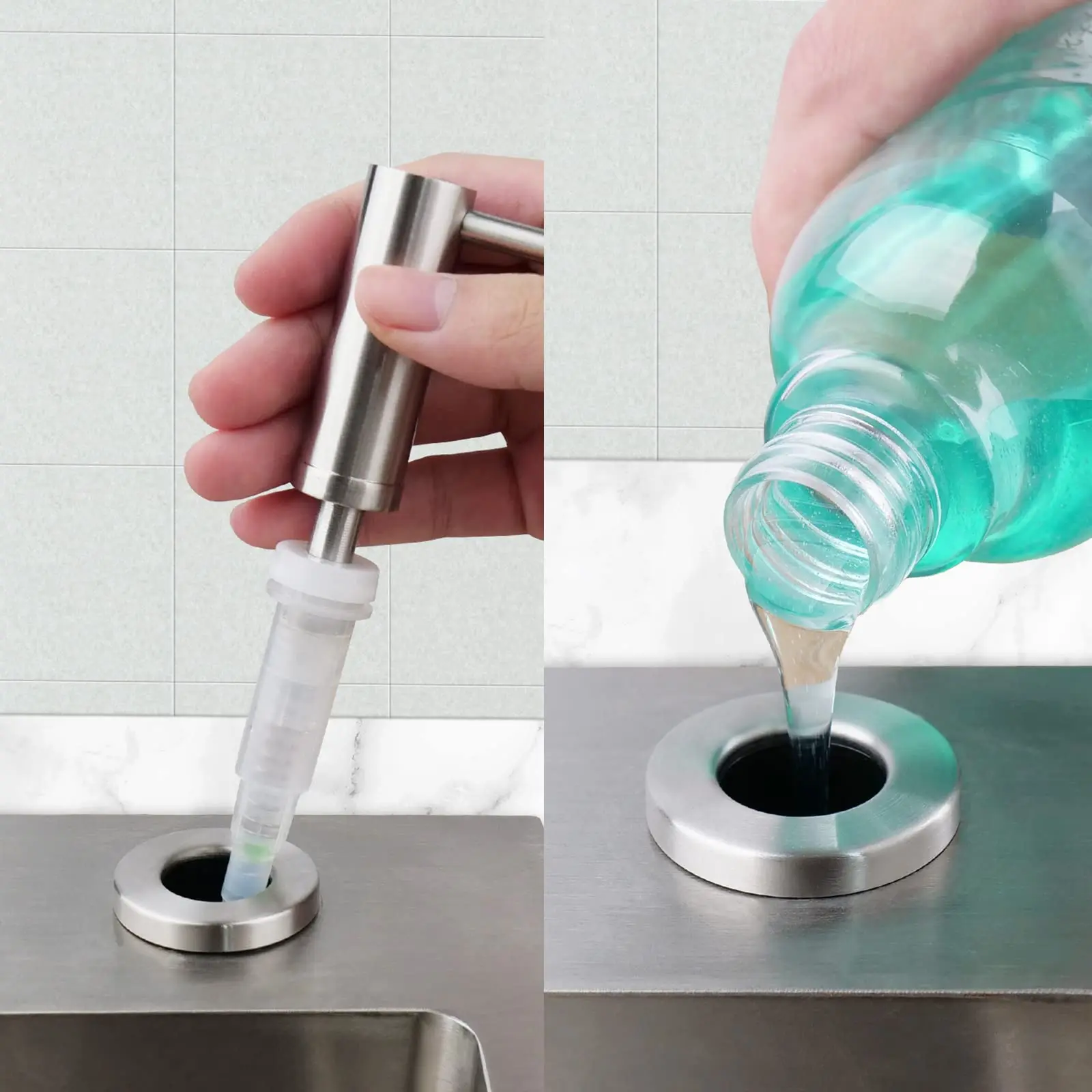 Aike-液体石鹸ディスペンサー,手動ソープディスペンサー,ボトルハンドソープ,キッチン用,500ml