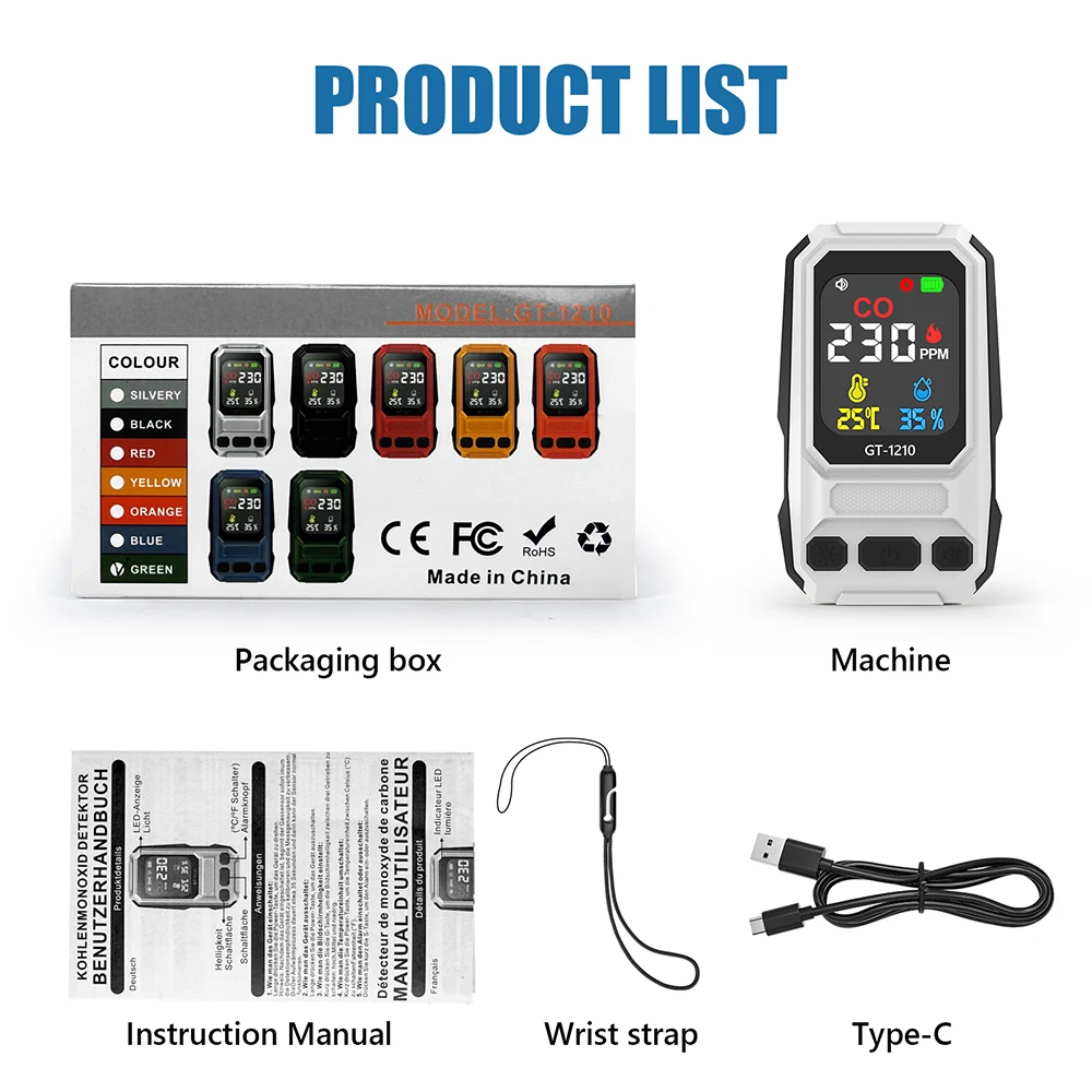 Factory Wholesale New Carbon Monoxide Detector Temperature and Humidity Detection Digital Display air Quality Detector
