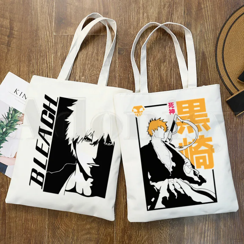 BLEACH Japanese Anime Manga Ichigo Kuchiki Byakuya Handbags Shoulder Bags Casual Shopping Girls Handbag Women Elegant Canvas Bag