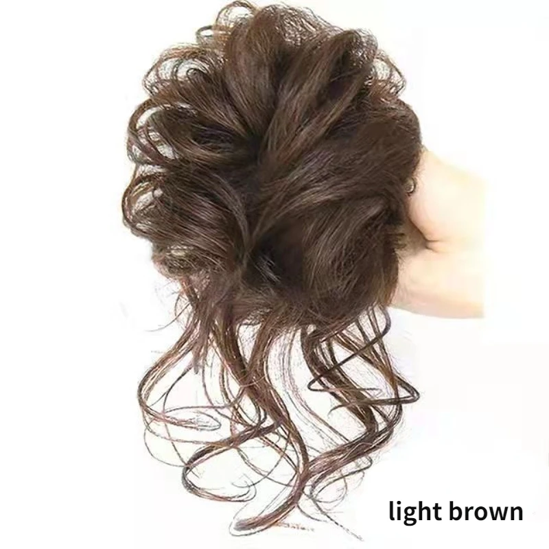 Wig Curly Hair Bun Lazy Bud Headdress Flower Fluffy Natural Long Beard Hair Bag Real Bun Female Hair Accessories for Women