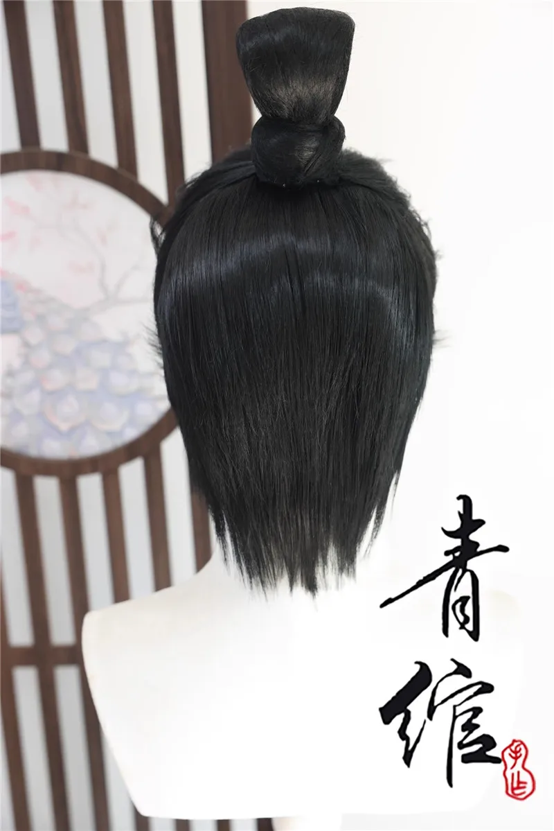 Peruka Cosplay Halloween w stylu Daoge Where Winds Meet, czarna, w stylu starożytnym, rekwizyt, imitacja ręcznie robionej peruki COS