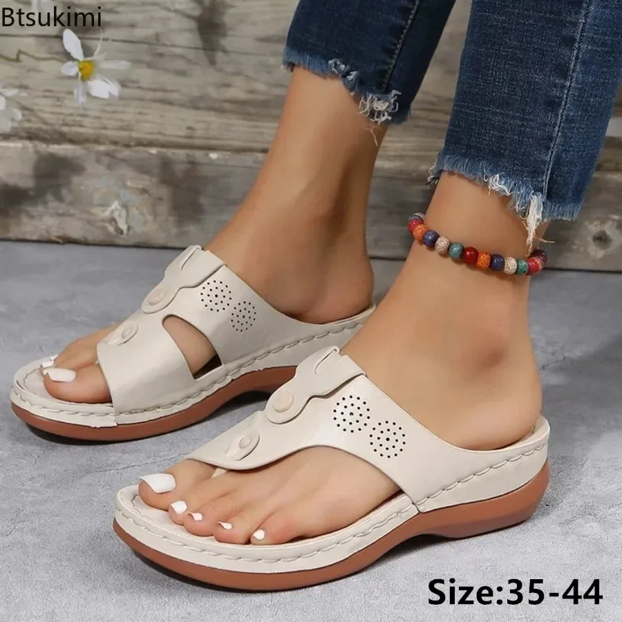 

2024 Women's Casual Slippers Peep Toe Wedge Heels Summer Sandals Lady Non Slip Slippers Beach Sandals for Women Large Size Shoes