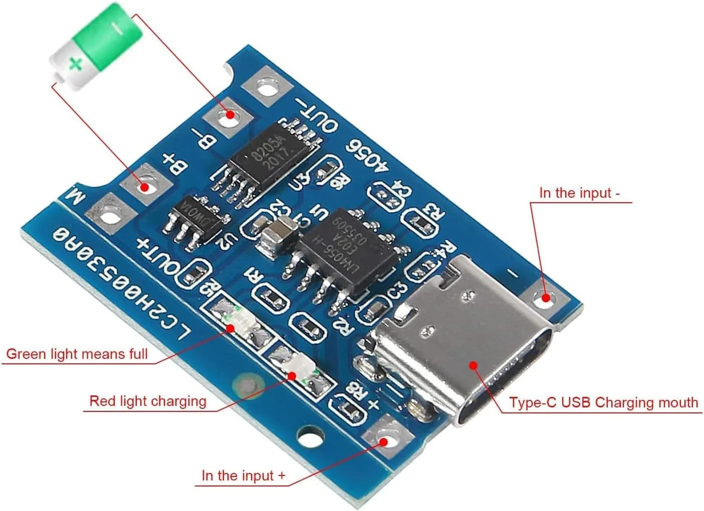 5/10pcs TP4056 5V1A Micro USB/Type-C 18650 Li-ion Charger Module with Dual Protection Board