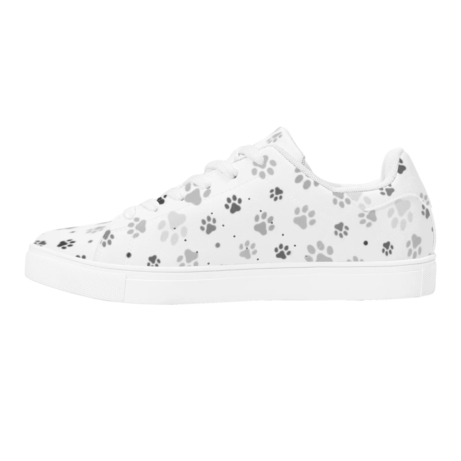 Dog paw print casual sneakers white sneakers stylish and versatile suitable for both men and women