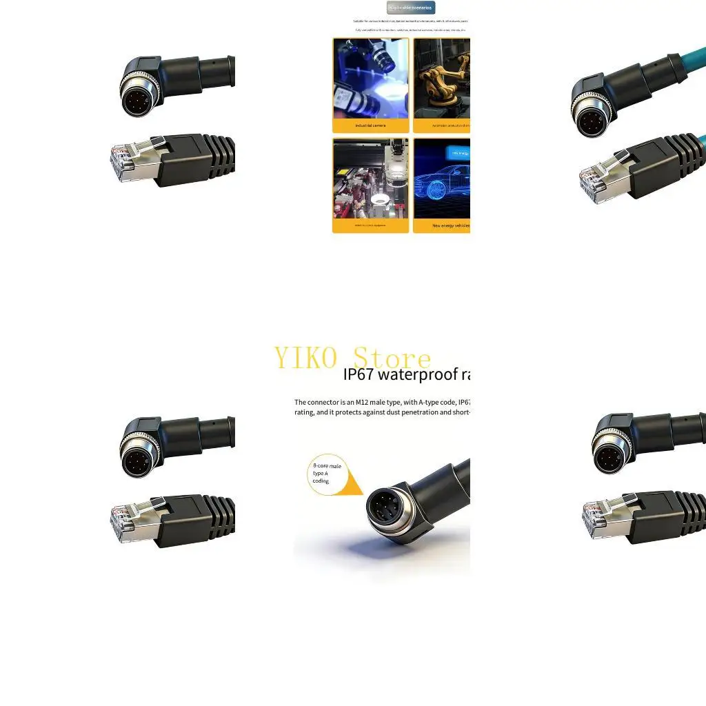 K32C Industrial 8Pin to RJ45 Networking Coding Cable Waterproof 8Pin High Flexibility