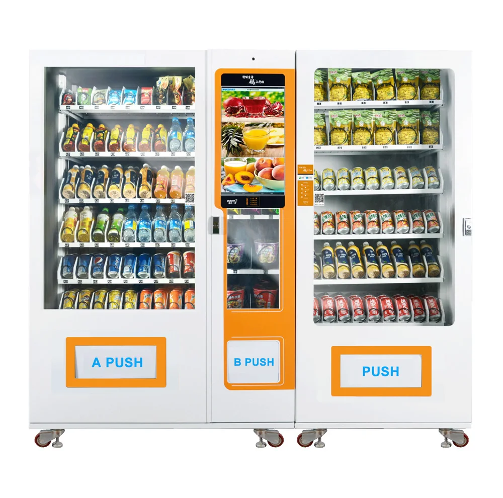 Large capacity automatic cola bottled canned cold drink and snack metal keyboard vending machine factory supply