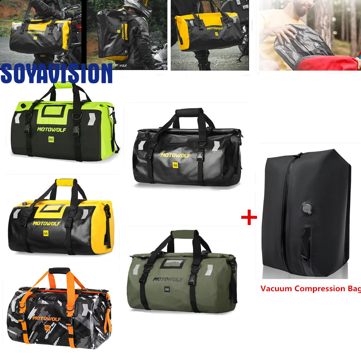 Waterproof Travel Luggage Duffel Bags with Reusable Space Saver Vacuum Compression Bag Outdoor Camping Motorcycle Dry Bag