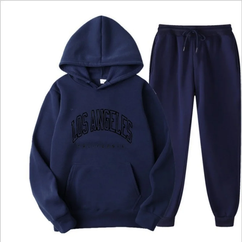 Gli uomini e le donne primaverili e invernali possono pullover con cappuccio + pantaloni da jogging in due pezzi hip hop sportswear suit fashion