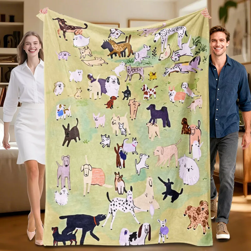 

Цельное зеленое фланелевое одеяло на тему собаки, мягкое, подходит для дивана, кровати, офиса, всесезонного использования.