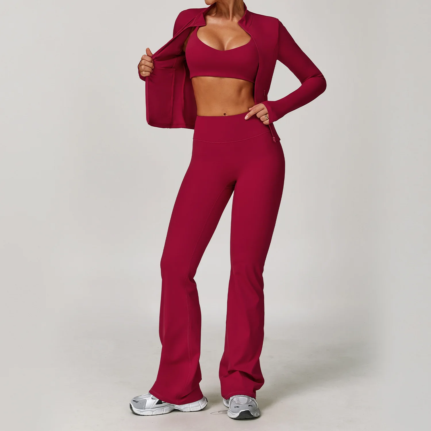 Yoga Suit 2/3PCS Women Tracksuit Sports Set Gym Set Running Workout Clothes Long Sleeve Sports Bra Athletic Wear Yoga Clothing