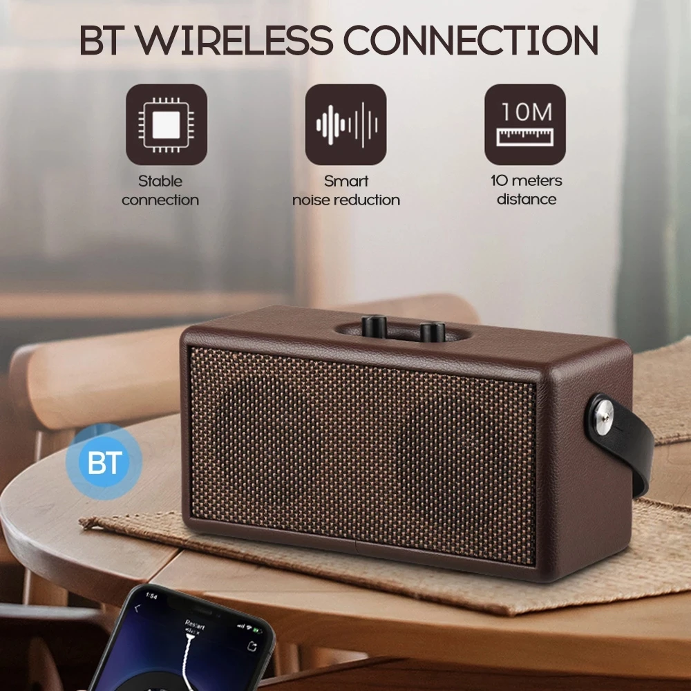 High Quality Portable Boombox Leather BT Wireless Speaker