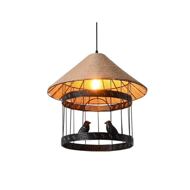 

Retro Industrial Bird Light Hemp Rope Chandelier Clothing Store Internet Cafe Restaurant Pendant Lamp Dining Room Hanging Lamp