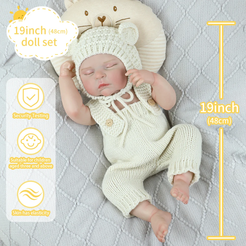 

48 см реалистичная мягкая силиконовая виниловая кукла Reborn для спящей девушки с ручной росписью волосы Reborn художественная коллекция куклы подарки