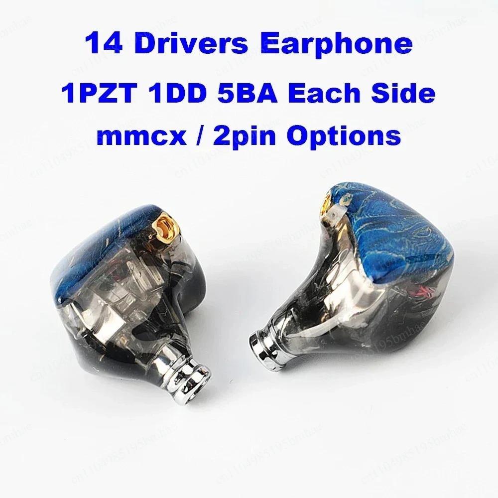 14 Drivers Iem Earphones Hifi Headphones In-ear Monitors Earbuds 1pzt 1dd 5ba Iems 2pin Mmcx Detachable Cable 3.5mm Headsets