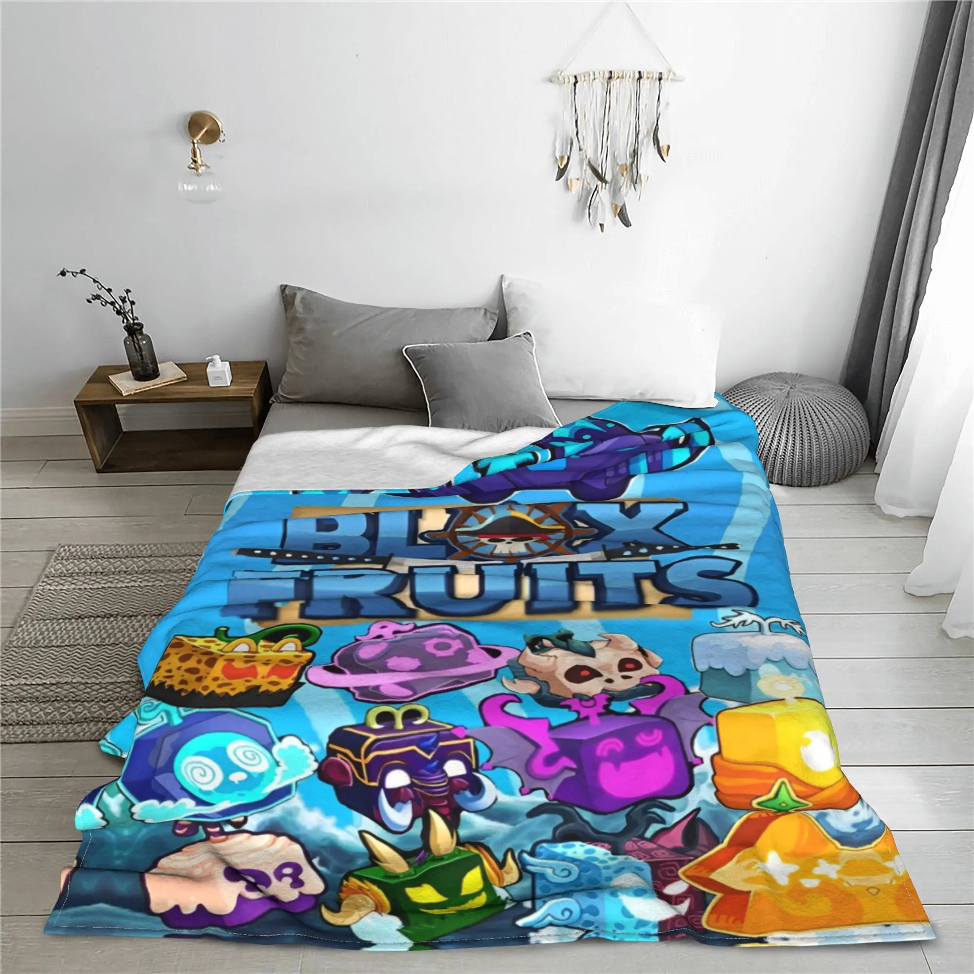 بطانيات ألعاب Blox Fruits من Robloxx Flannel بطانيات رمي ناعمة عتيقة لصالة الفراش في الشتاء