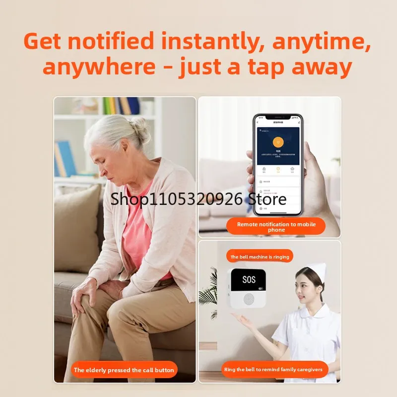 Wireless Caregiver Pager Call Button - For Elderly Home Emergency Life Alarm with Wireless Connection