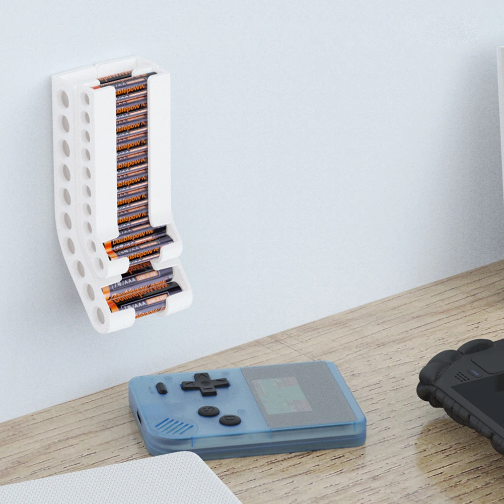 منظم تخزين البطارية، حاوية بطارية AA & AAA مثبتة على الحائط لتخزين بطاريات AAA و10 بطاريات AA