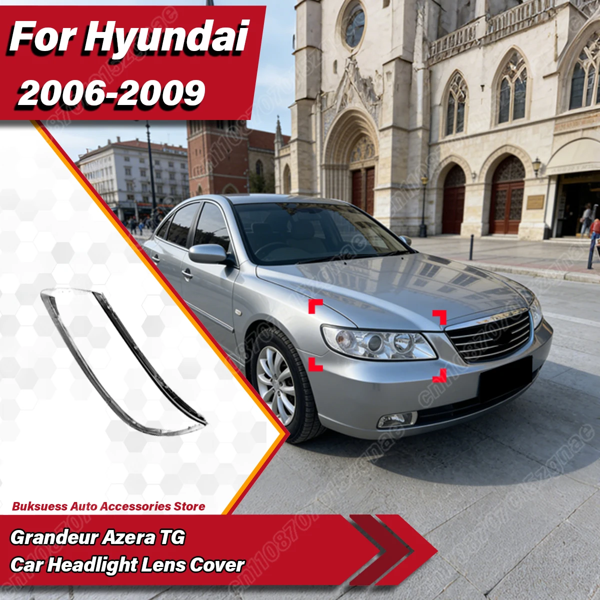 

Для Hyundai Grandeur Azera TG 2006-2009: Прозрачная крышка фары, комплект для модификации и декоративной отделки корпуса фары