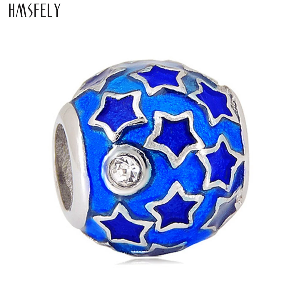 

HMSFELY Blue Red European Charm Star Beads For DIY Women Bracelet Jewelry Making Accessories Bead 316l Stainless Steel Beads