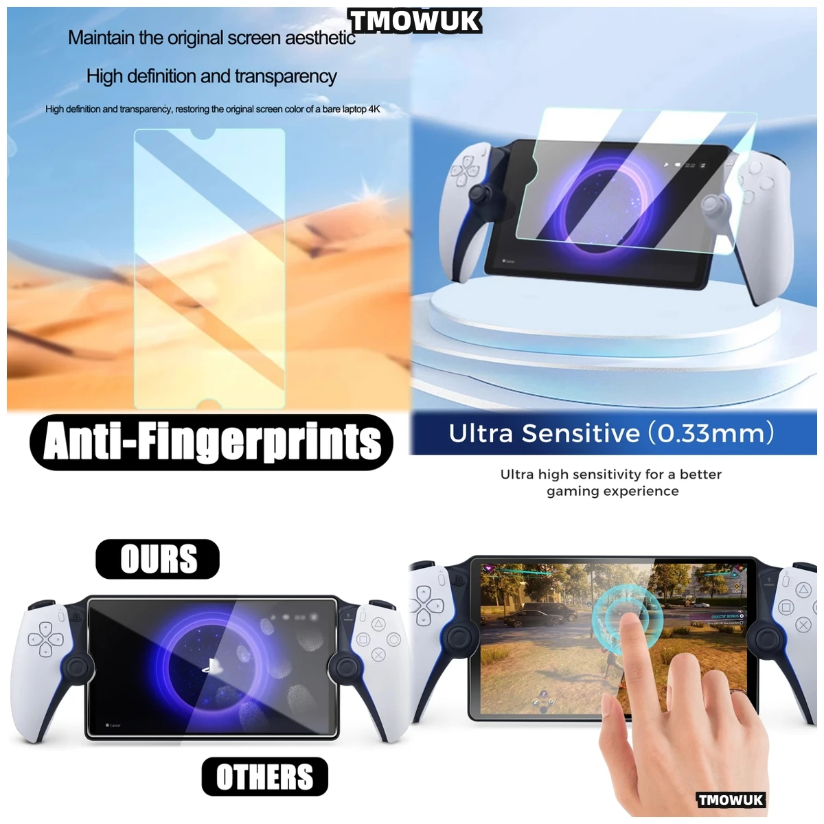 

Full Coverage Tempered Glass For Sony PlayStation Portable PS5 Impact Resistant Handheld Gaming Accs