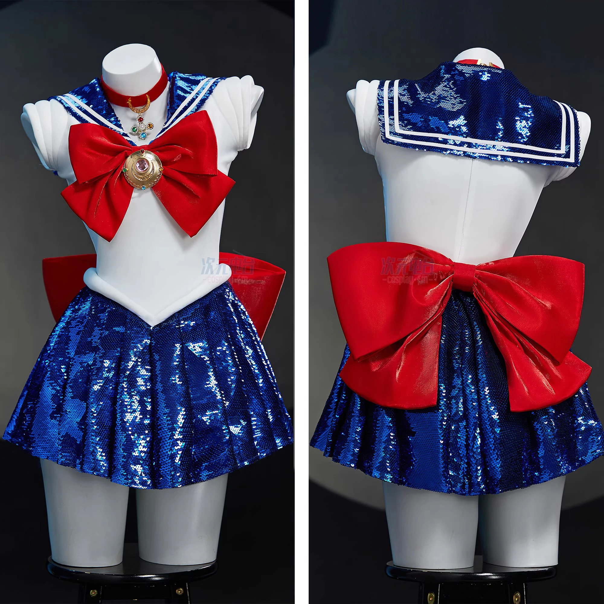 New Anime Tsukino Usagi Cosplay Costume Women Cute Sequin Dress Gloves Earrings Headwear Suit Halloween Carnival Party Clothes view 4