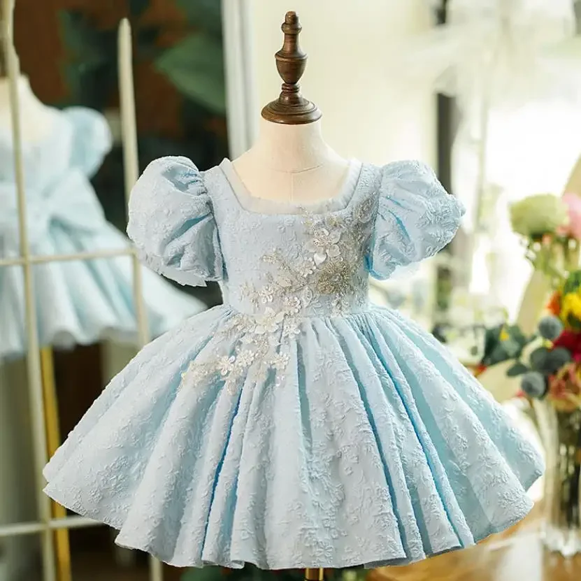 

Baby Spanish Lolita Princess Ball Gown Bow Sequin Flower Children's Birthday Baptism Party Easter Eid Dresses For Girls