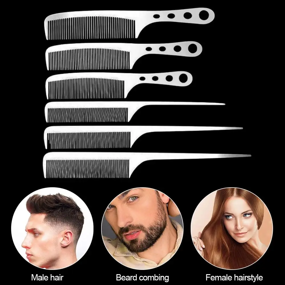 Stainless Steel Anti Static Comb Ultra-thin Silver Hairdressing Styling Comb Hair Cutting Tools Hair Combs Metal Barber Comb