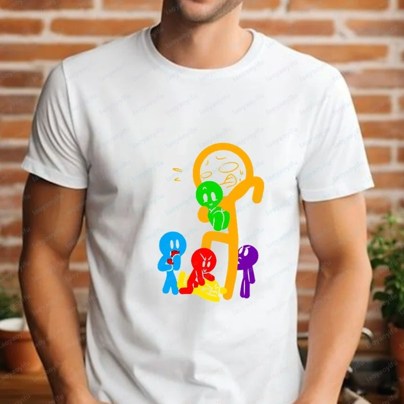 Retro Comic Alan Becker Summer Trend Y2K Harajuku Short-Sleeved Men's Women's Round-Neck Shirt Comfortable T-Shirt
