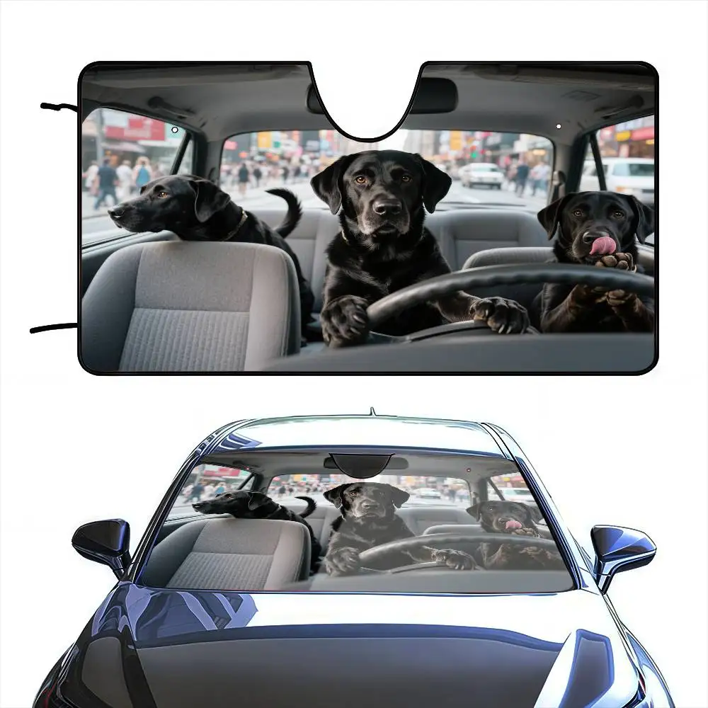 Funny Drive Labrador Retriever Car Sunshade Curtains Windscreen Cover Shade Car SunShade UV Rays Car Sun Visor Protector