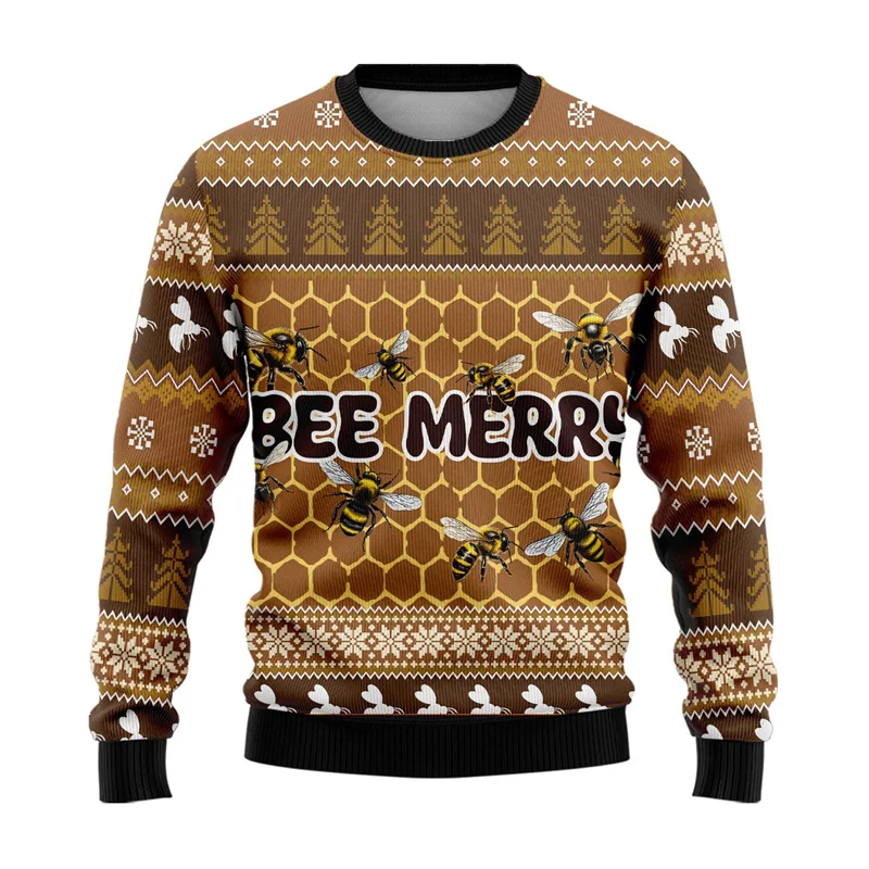 

Милые свитеры с рисунком животных, пчела, ежик, свитеры для домашних животных, альпака, кролик, рождественские свитеры для женщин, одежда, свитшот с круглым вырезом для мужчин