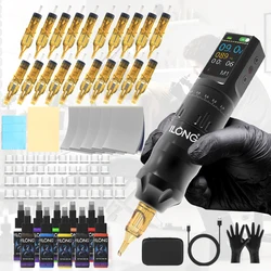 YILONG High Quality Tattoo Pen Kit For Permanent Makeup Tattoo Machine New Cool Tattoo Kit Tattoo Power Supply Tattoo Gun Kit