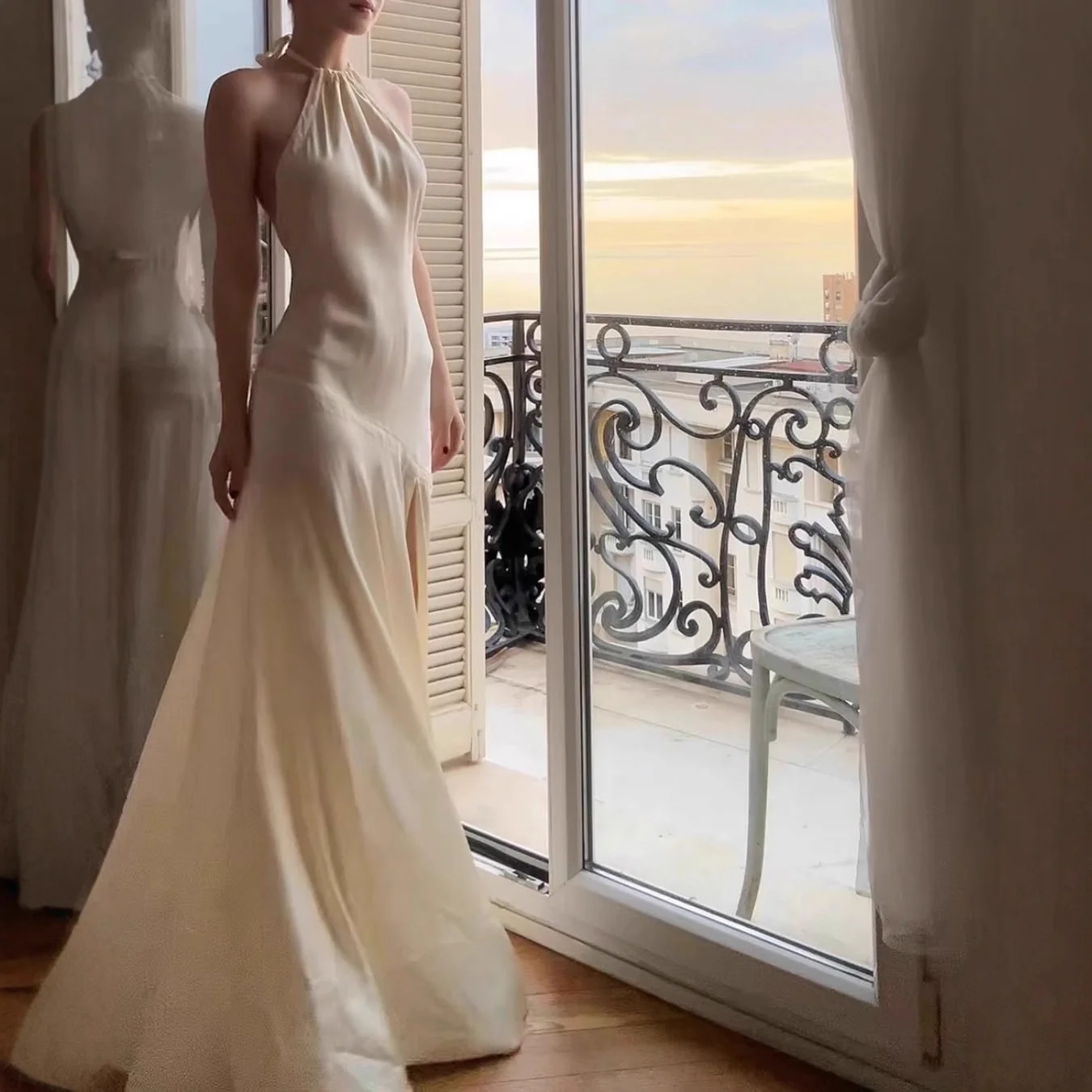 

Сексуальное бальное атласное вечернее платье, висит Ne, трансграничный костюм для сервировки вина, вечернее платье с высокой талией и поясом