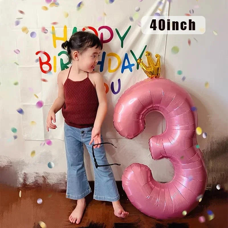 1Pc Large 40inch Number Baby Blue Pink Foil Balloon 1 2 3 4 5 6 7 8 9 for Kid Boys Girls Birthday Party Baby Shower Decorations